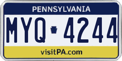 PA license plate MYQ4244