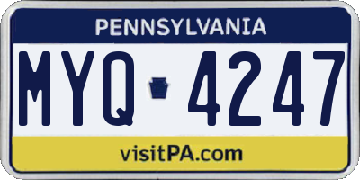 PA license plate MYQ4247