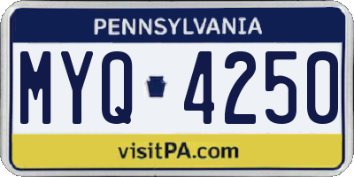 PA license plate MYQ4250