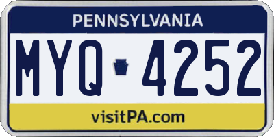 PA license plate MYQ4252