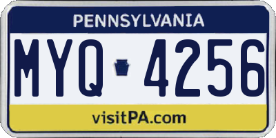 PA license plate MYQ4256