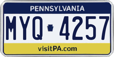 PA license plate MYQ4257
