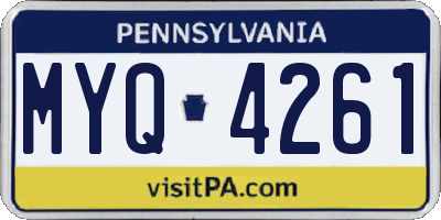PA license plate MYQ4261