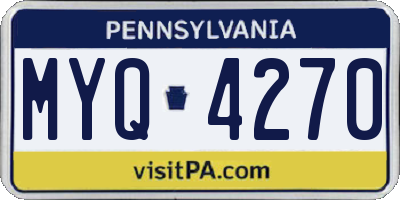 PA license plate MYQ4270