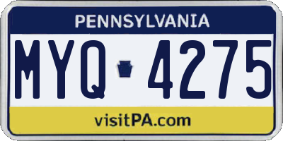 PA license plate MYQ4275