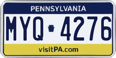 PA license plate MYQ4276