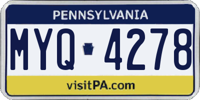 PA license plate MYQ4278