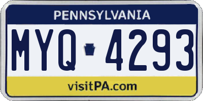 PA license plate MYQ4293