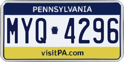 PA license plate MYQ4296