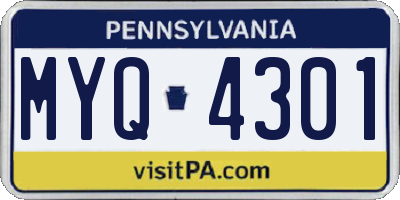 PA license plate MYQ4301