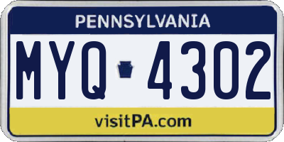 PA license plate MYQ4302
