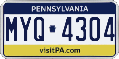 PA license plate MYQ4304