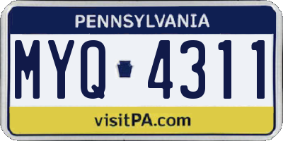 PA license plate MYQ4311