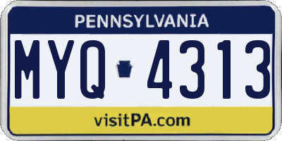 PA license plate MYQ4313