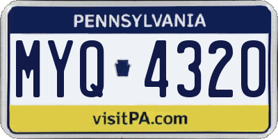 PA license plate MYQ4320