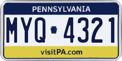PA license plate MYQ4321