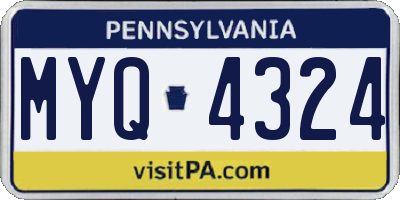 PA license plate MYQ4324