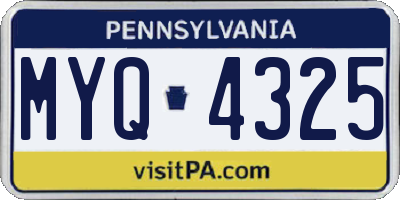PA license plate MYQ4325