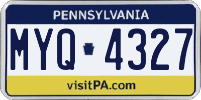 PA license plate MYQ4327