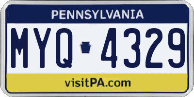 PA license plate MYQ4329