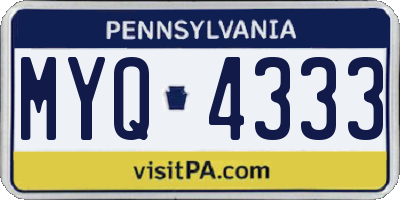 PA license plate MYQ4333