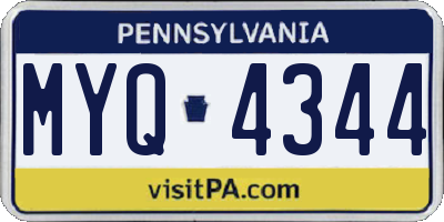 PA license plate MYQ4344