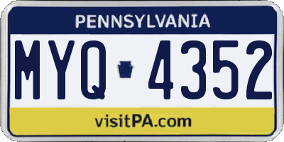 PA license plate MYQ4352
