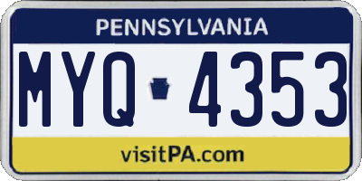 PA license plate MYQ4353