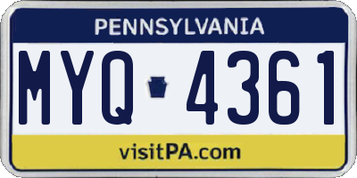 PA license plate MYQ4361