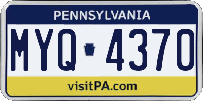 PA license plate MYQ4370