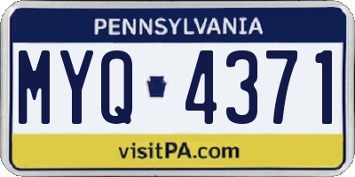 PA license plate MYQ4371