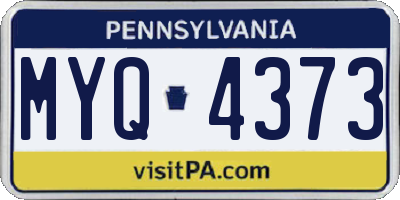 PA license plate MYQ4373