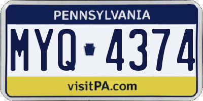PA license plate MYQ4374