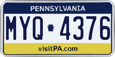 PA license plate MYQ4376