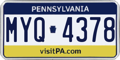 PA license plate MYQ4378