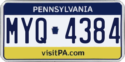 PA license plate MYQ4384