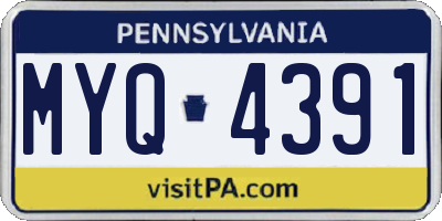 PA license plate MYQ4391