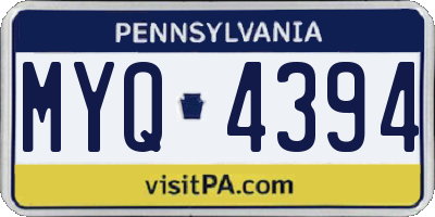 PA license plate MYQ4394