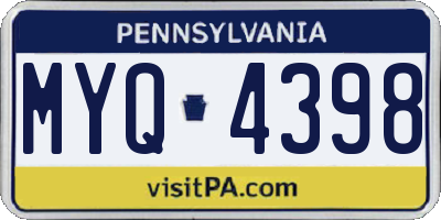 PA license plate MYQ4398