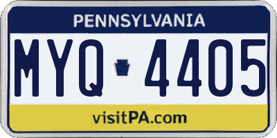 PA license plate MYQ4405