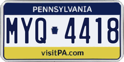 PA license plate MYQ4418