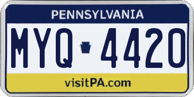 PA license plate MYQ4420