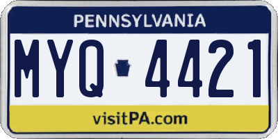 PA license plate MYQ4421
