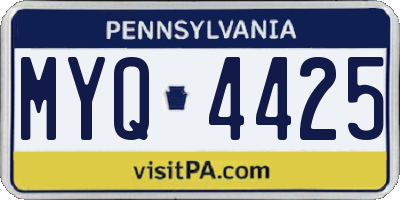 PA license plate MYQ4425