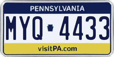 PA license plate MYQ4433