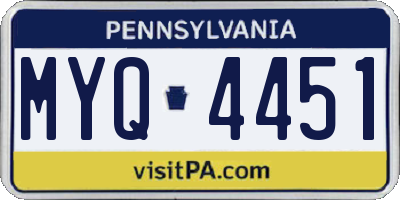 PA license plate MYQ4451