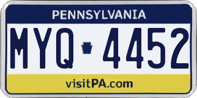 PA license plate MYQ4452