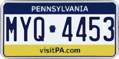 PA license plate MYQ4453
