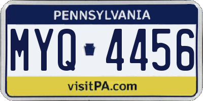 PA license plate MYQ4456
