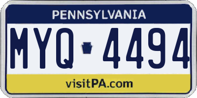 PA license plate MYQ4494